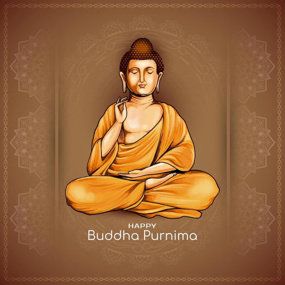 Happy Buddha Purnima Indian religious festival decorative background vector