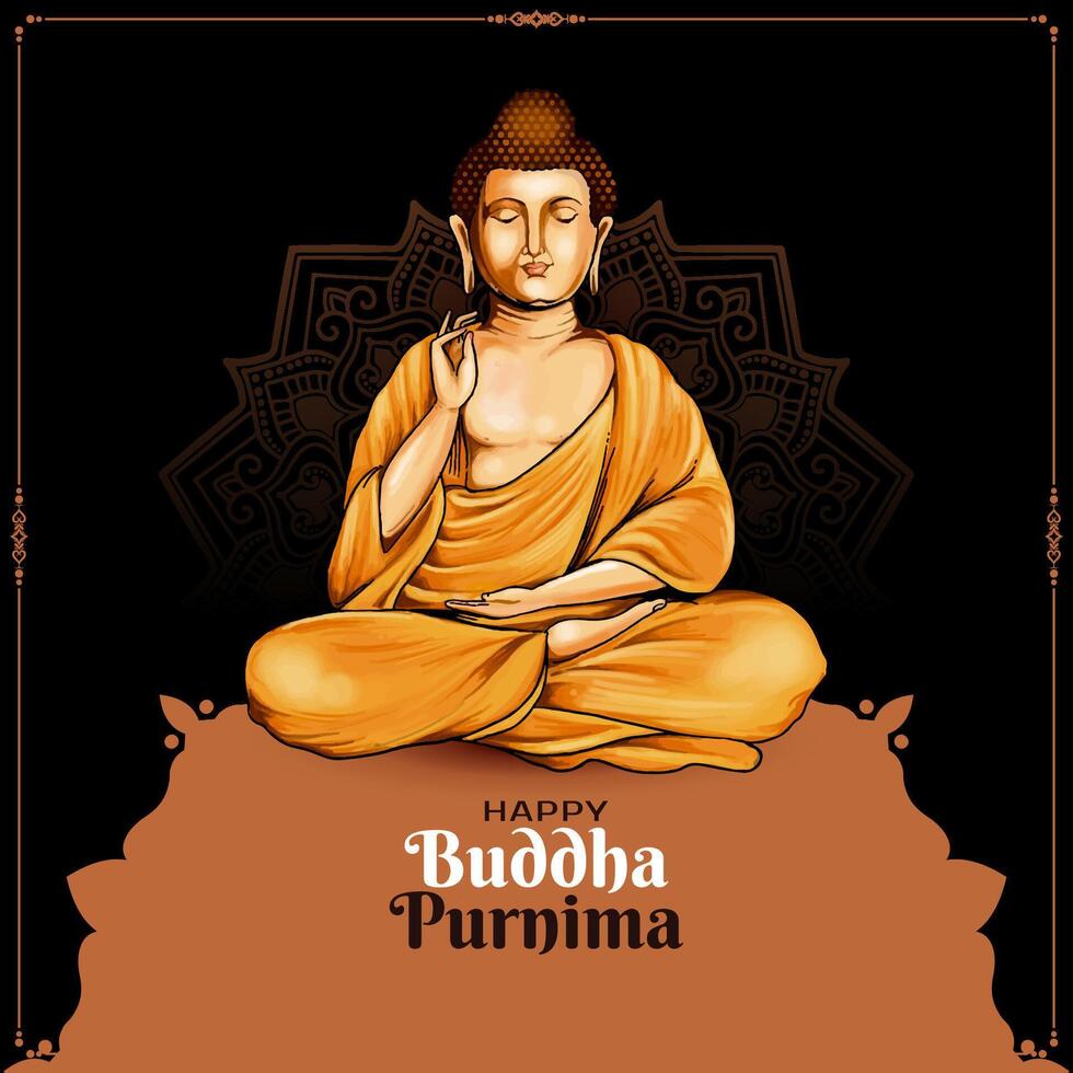 Happy Buddha Purnima Indian festival elegant greeting background vector