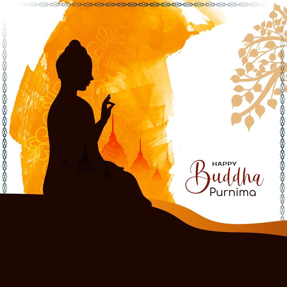 Happy Buddha Purnima Indian festival elegant greeting background vector