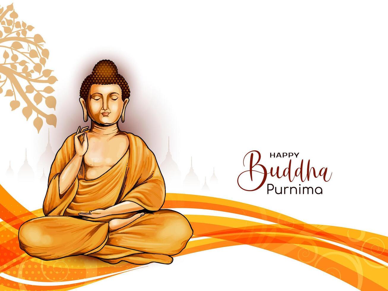Happy Buddha Purnima Indian religious festival decorative background vector