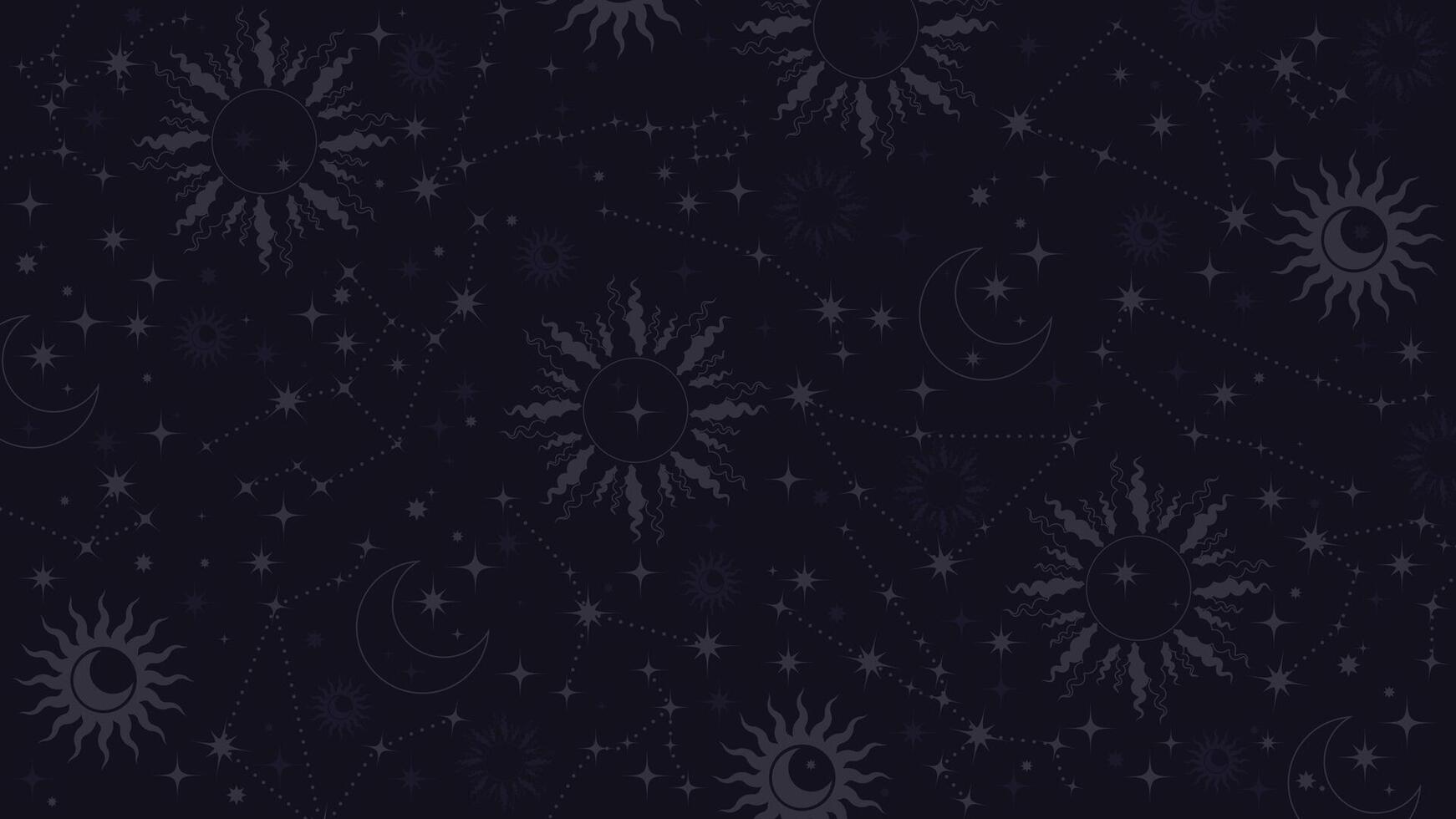 Background for Astrology and Magic. Universe Arrangement with Crescent Moon and Sun on Blue Background, Esoteric Template vector