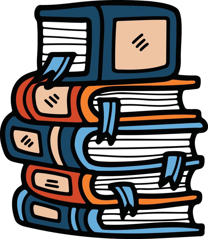 pile of books illustration in line style vector