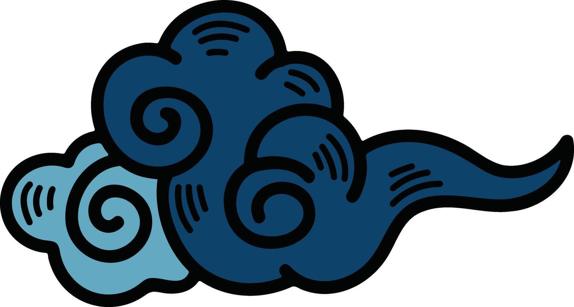 Chinese or Japanese cloud illustration Hand drawn in line style vector