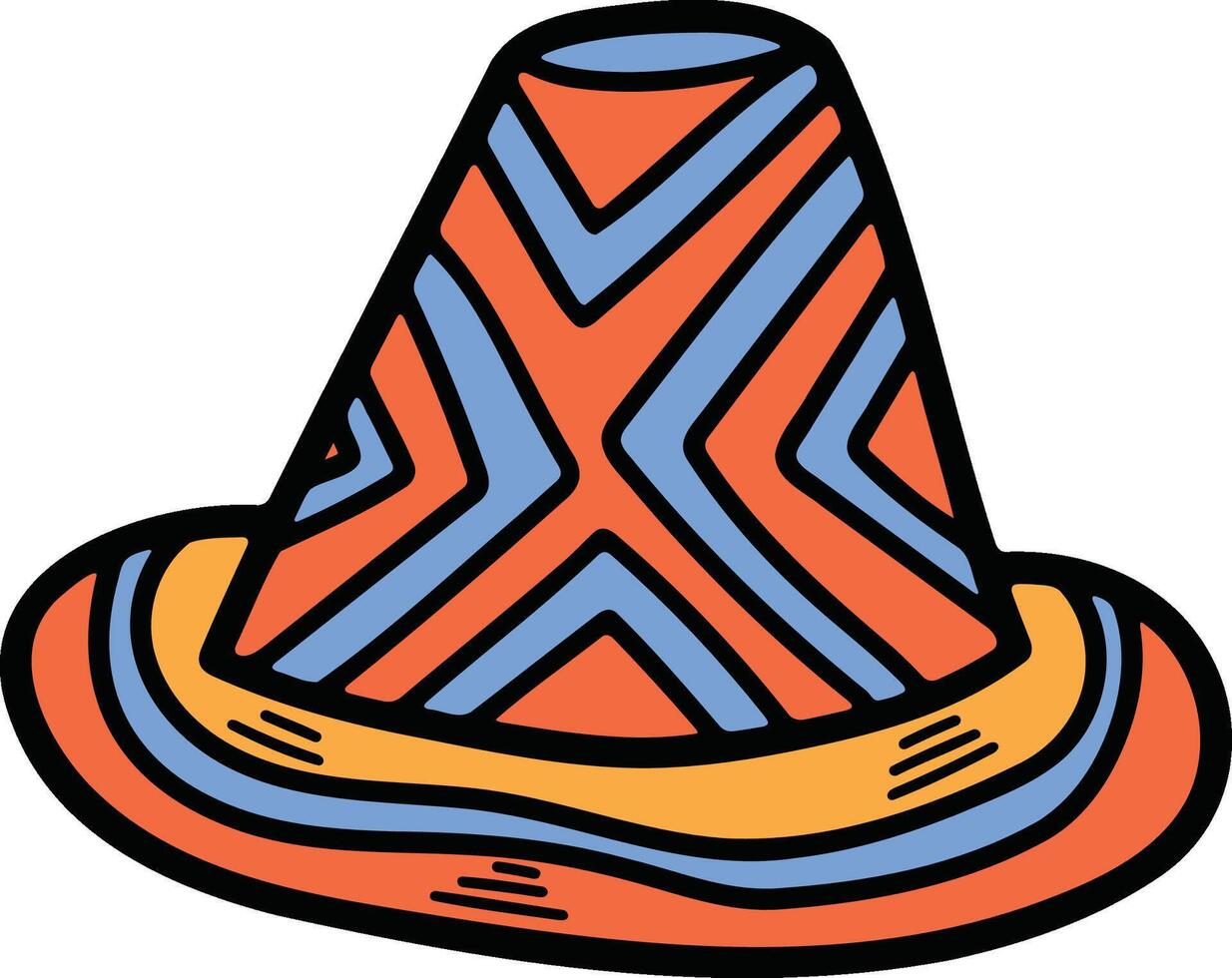 Mexican style hat illustration Hand drawn in line style vector