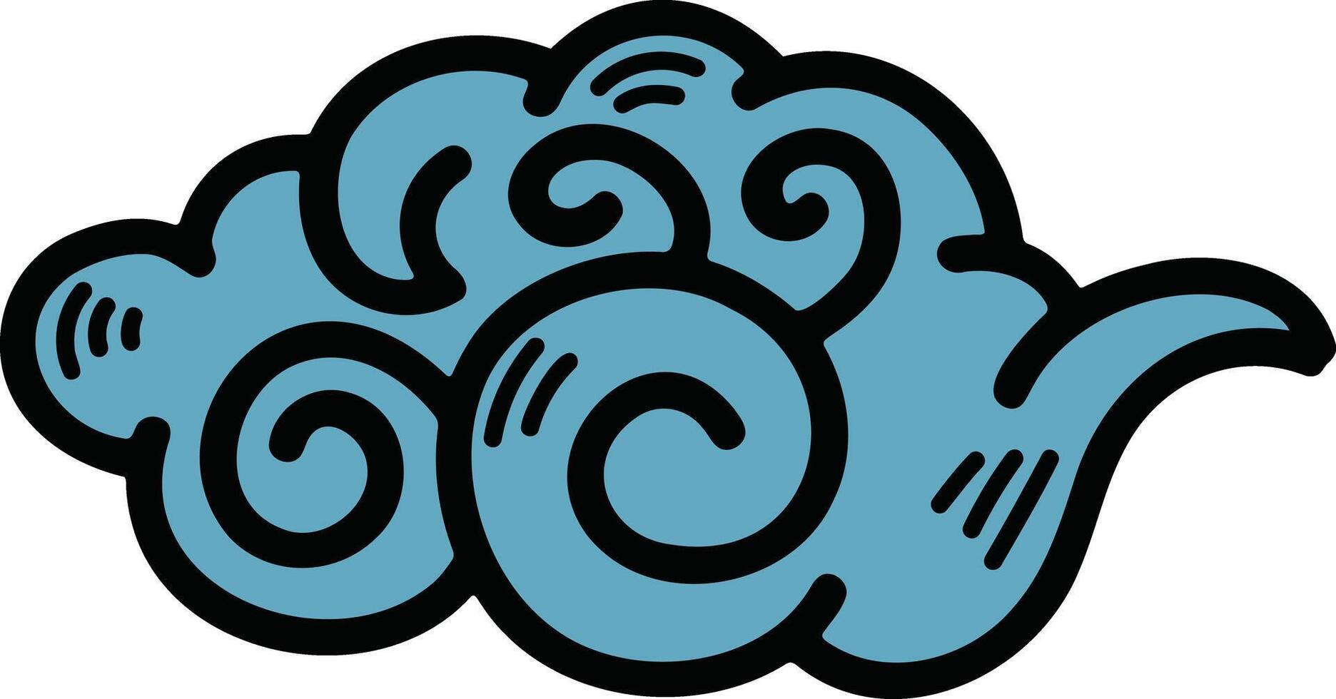 Chinese or Japanese cloud illustration Hand drawn in line style vector