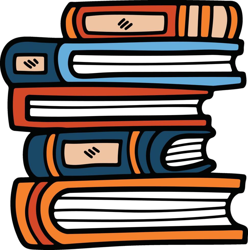 pile of books illustration in line style vector