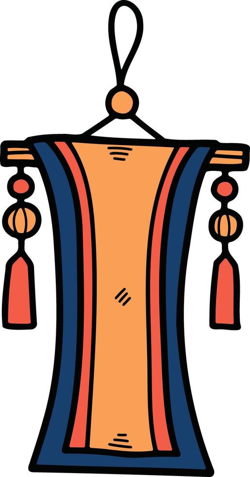 Illustration of scroll sign, hand drawn in Chinese style. vector