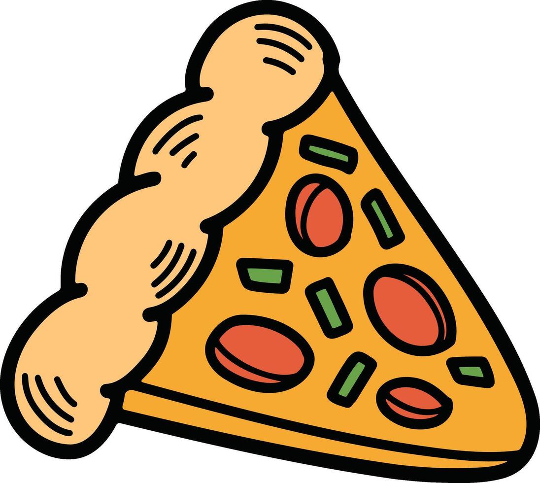 Delicious pizza Hand drawn illustrations in line art style vector