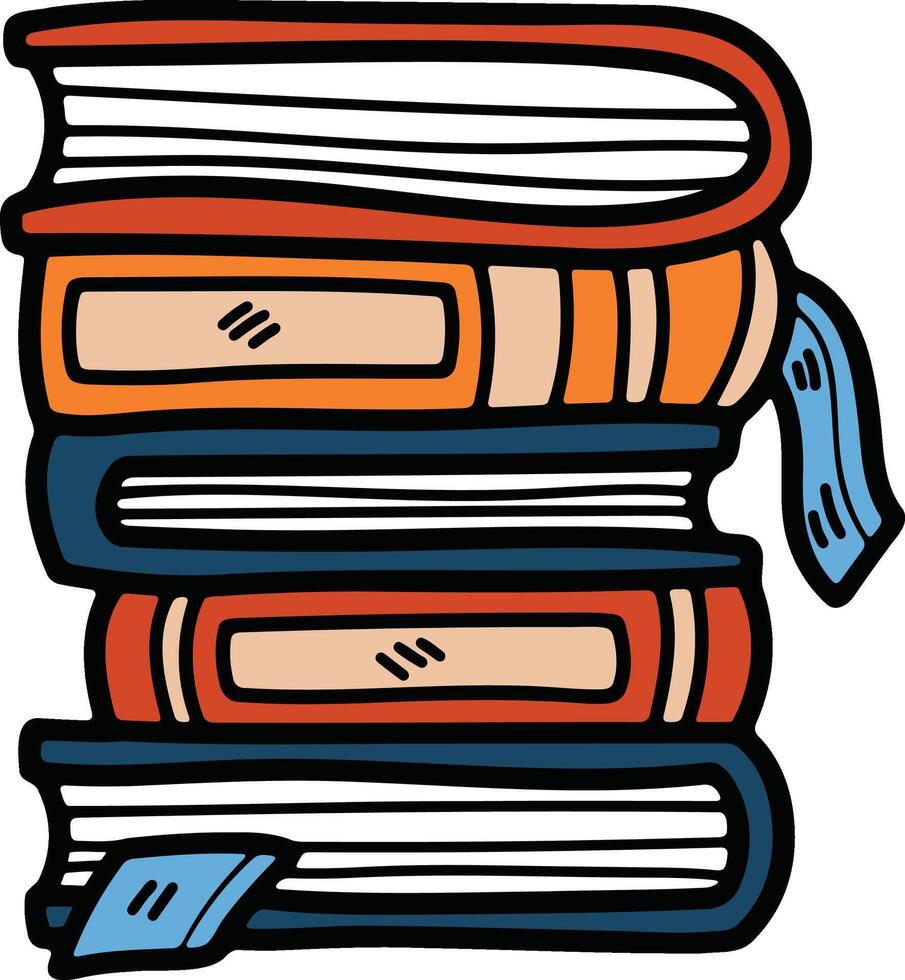 pile of books illustration in line style vector