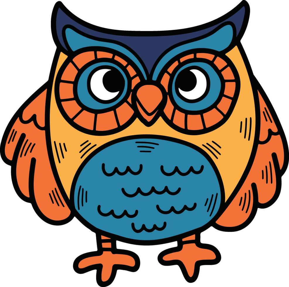 hand drawn owl illustration in line style vector