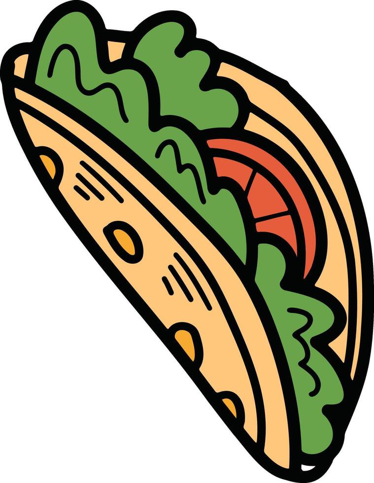 Burrito or Sandwich Hand drawn illustrations in line art style vector