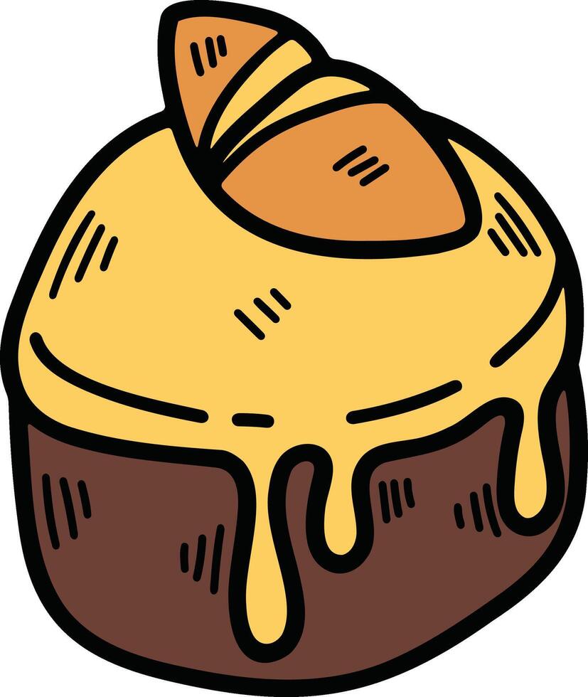 Delicious bread and cupcakes Hand drawn illustrations in line art style vector
