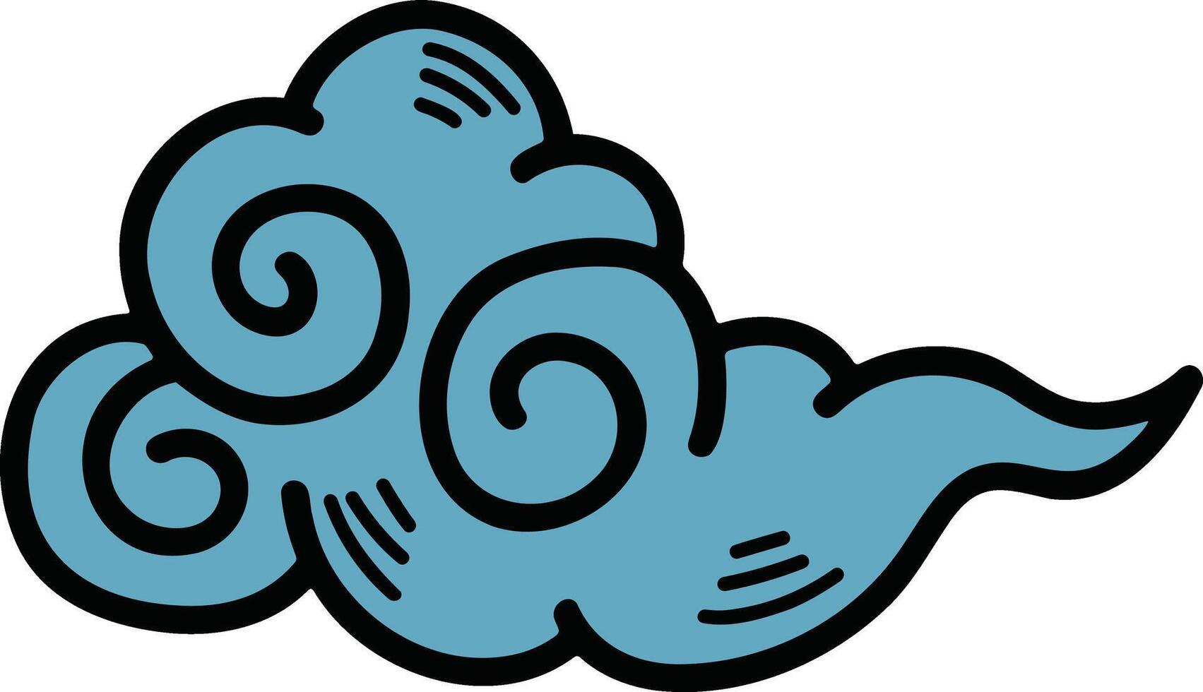 Chinese or Japanese cloud illustration Hand drawn in line style vector