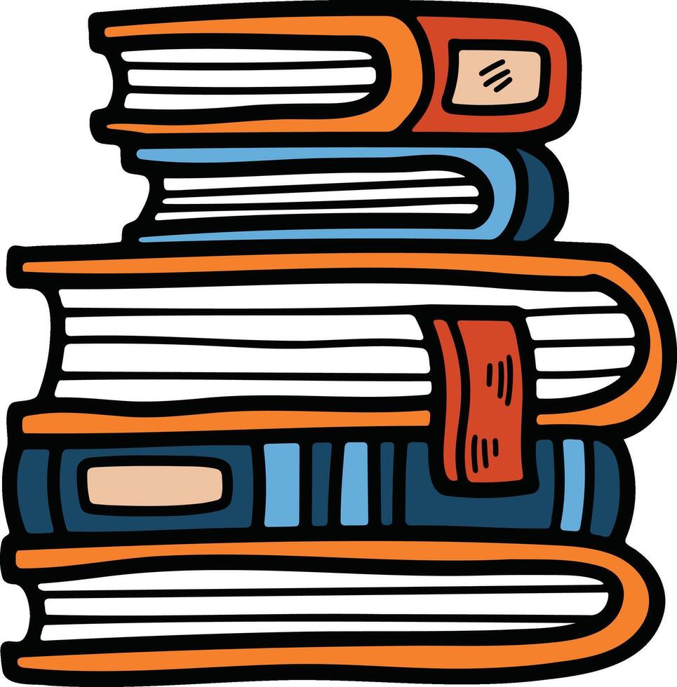pile of books illustration in line style vector