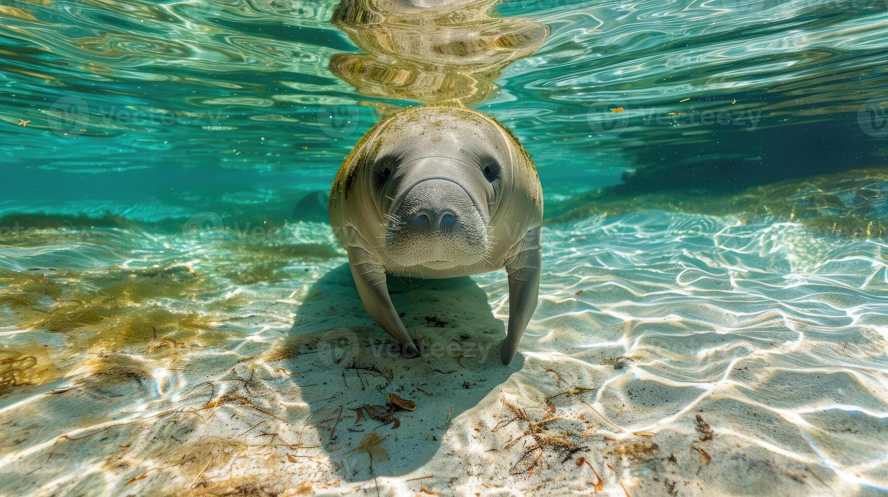 Florida manatee in clear water in nature photo
