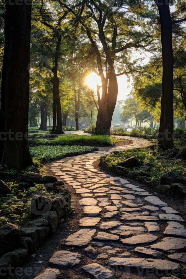 A stone path in a park photo