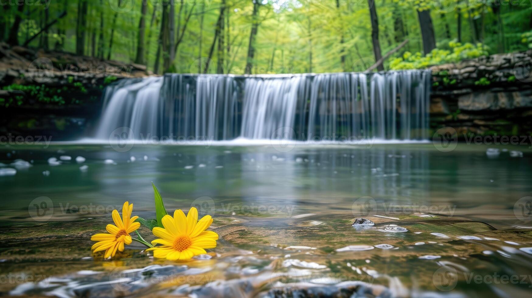 Beautiful waterfall in the forest photo