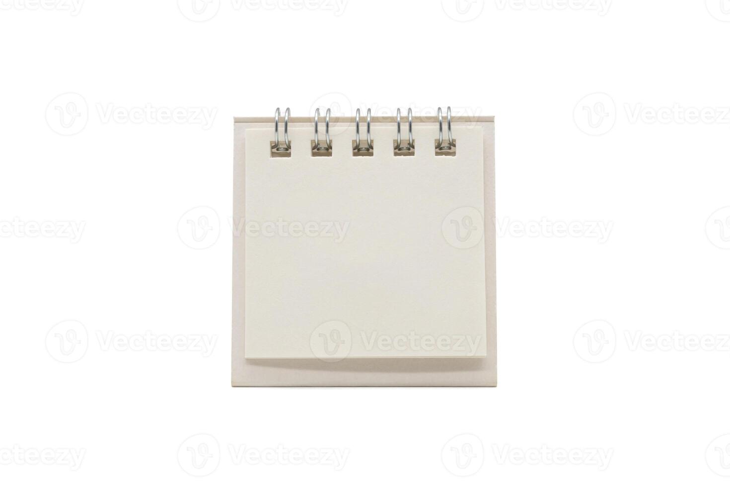 Blank Paper mini desk calendar isolated on white background. copy space. blank for text. photo