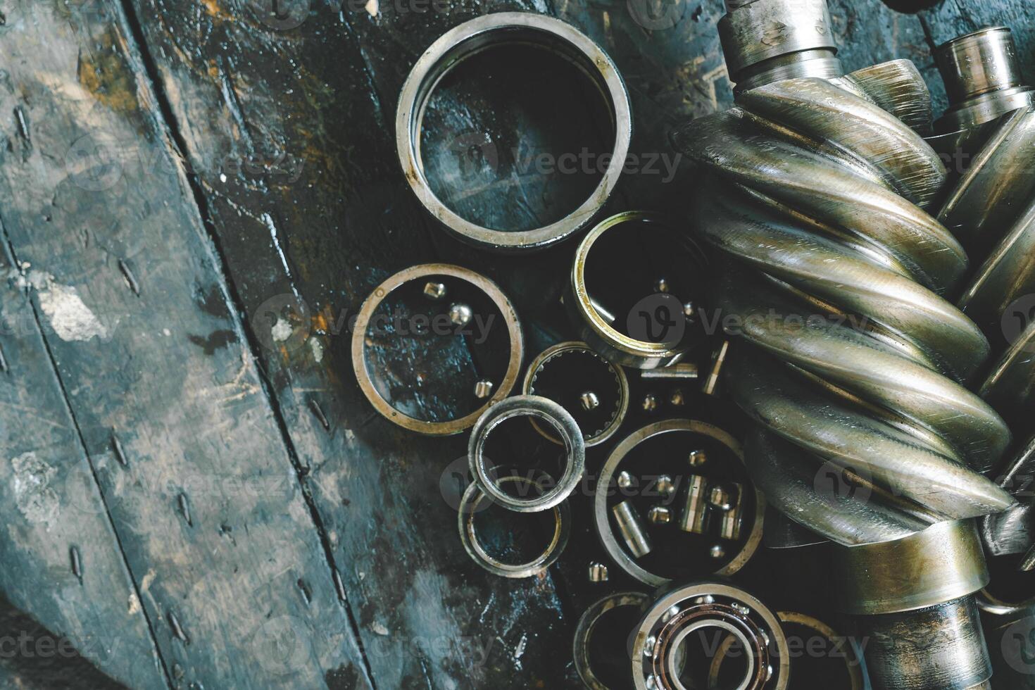 Old bearing and screw compressor that has been in operation for a very long time. photo