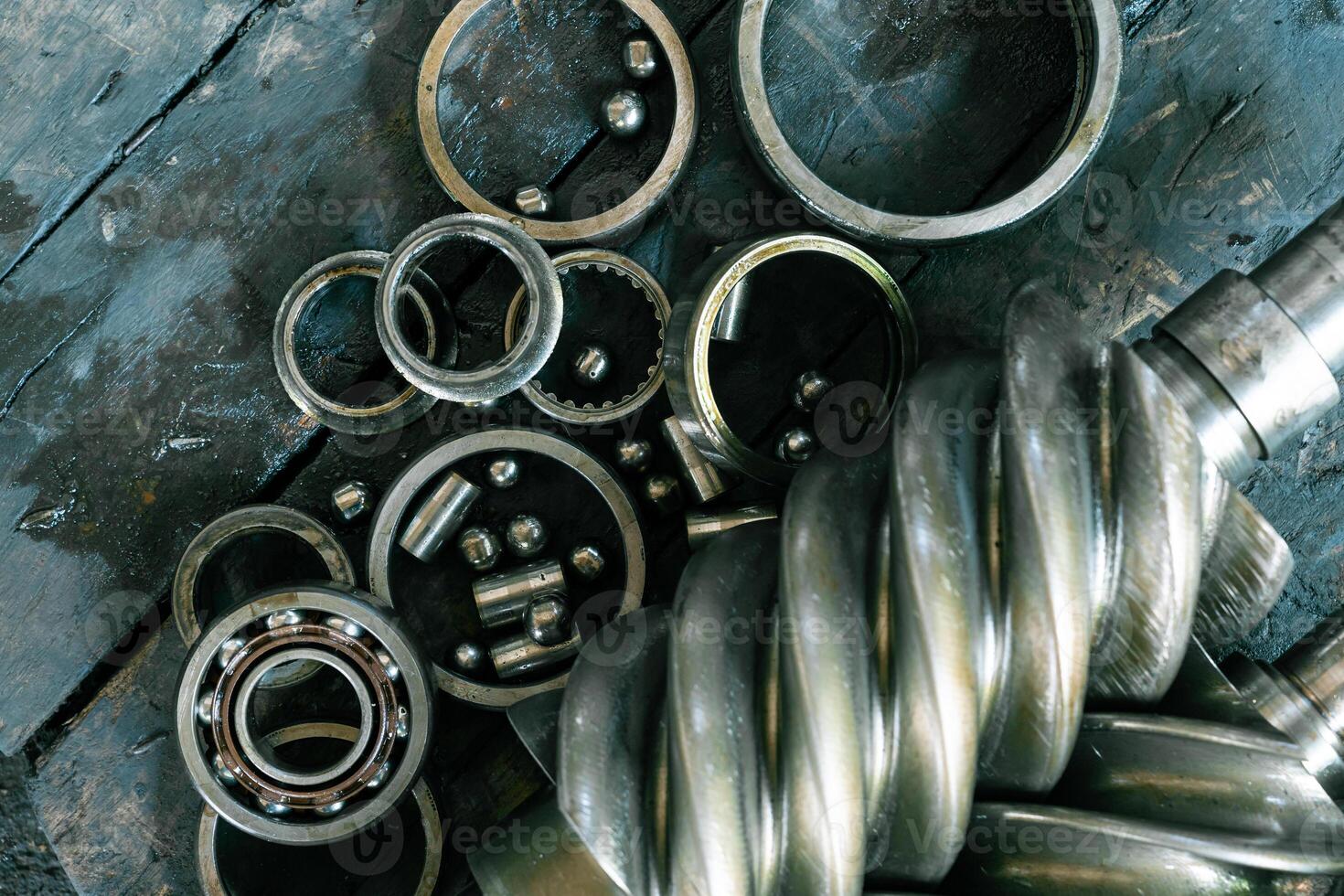 Old bearing and screw compressor that has been in operation for a very long time. photo