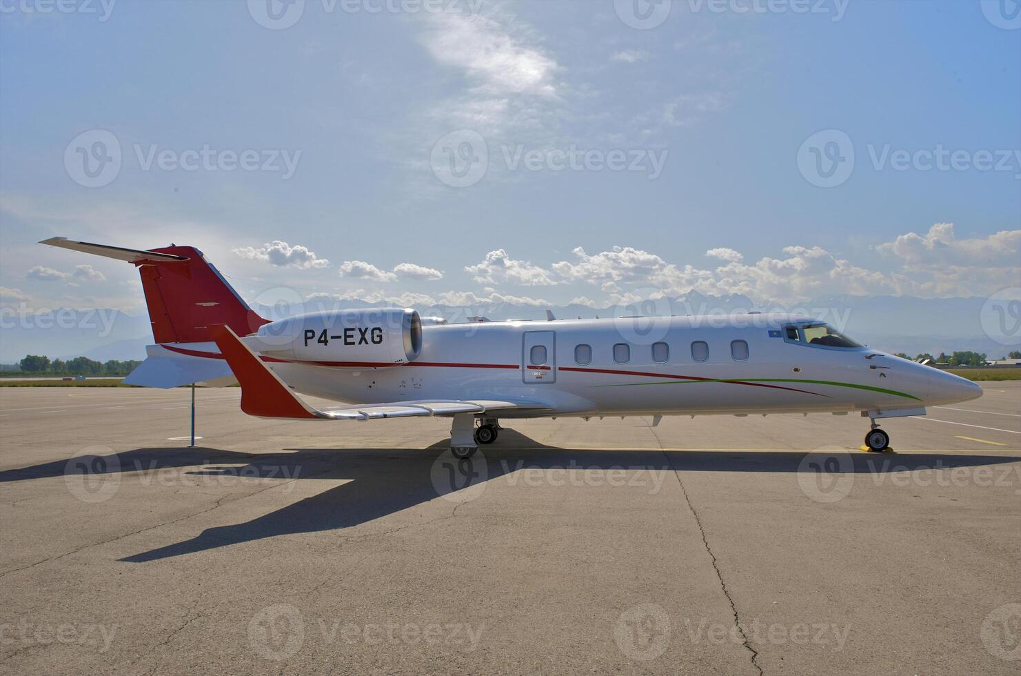 business plane parked at the airport photo