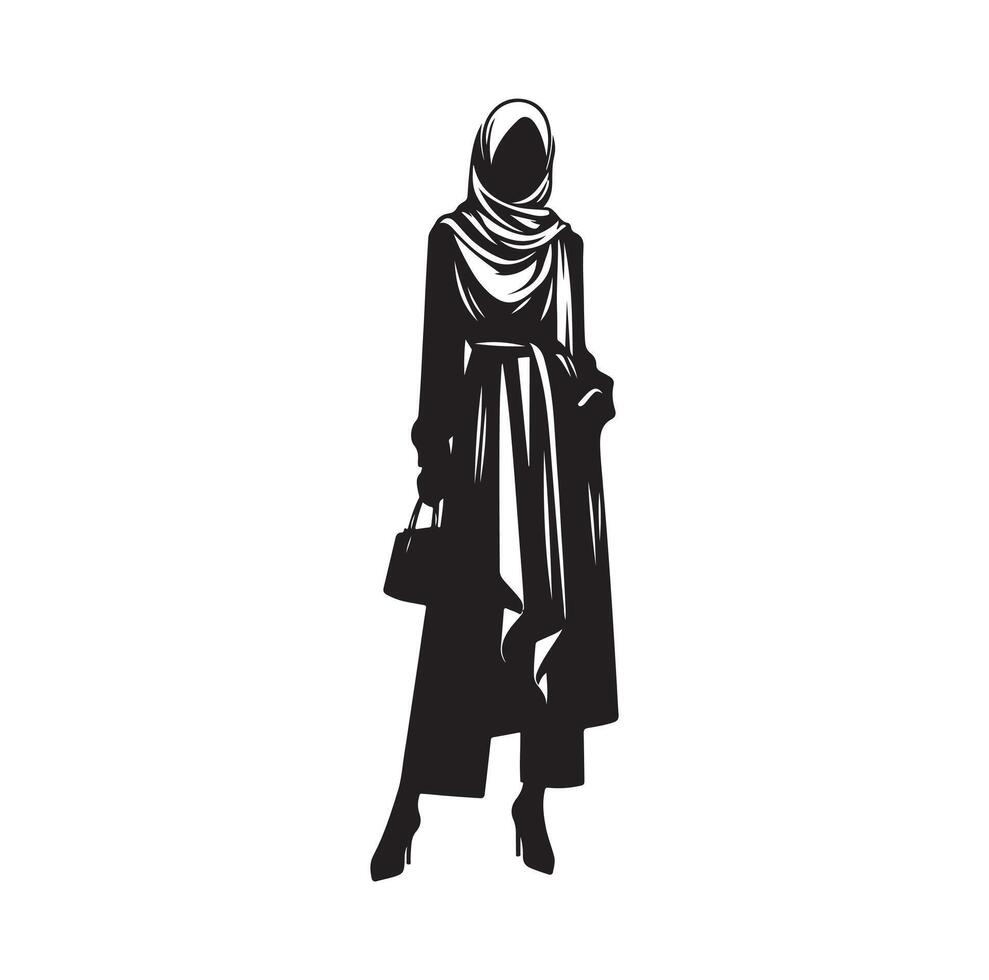 hijab style fashion illustration design silhouette style vector