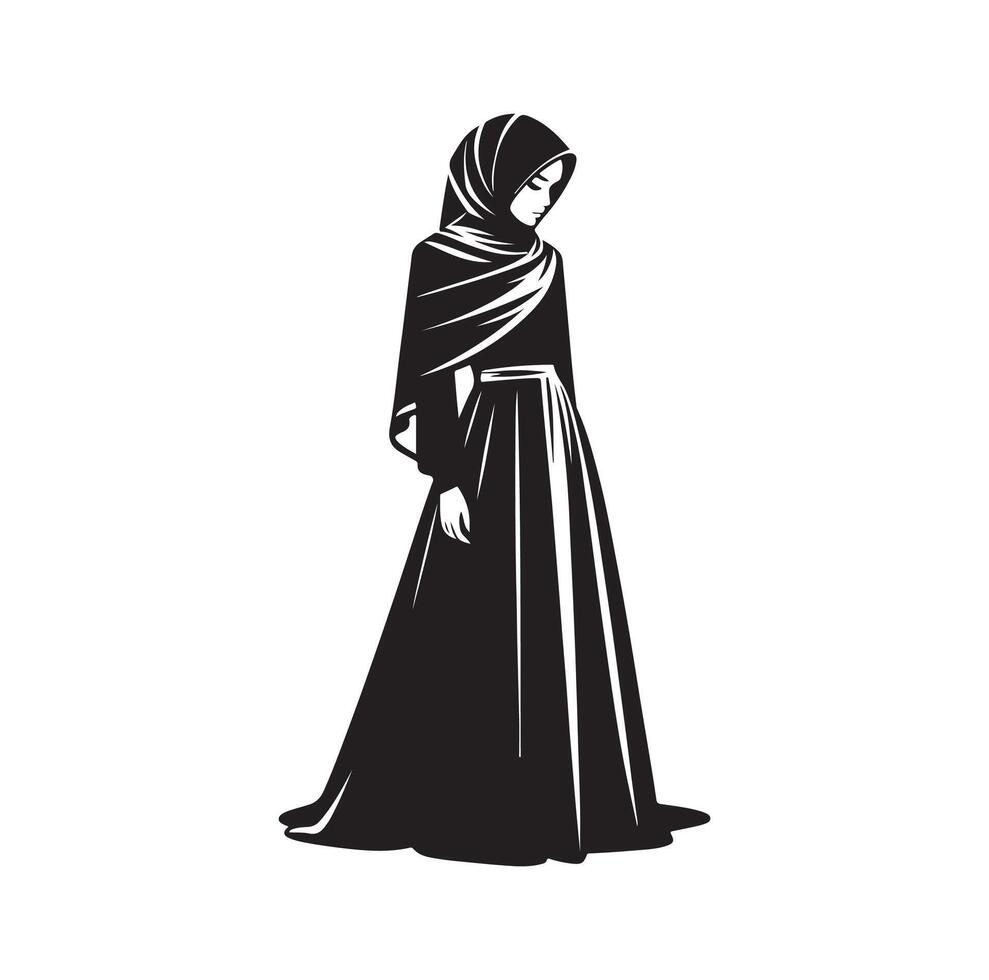 hijab style fashion illustration design silhouette style vector