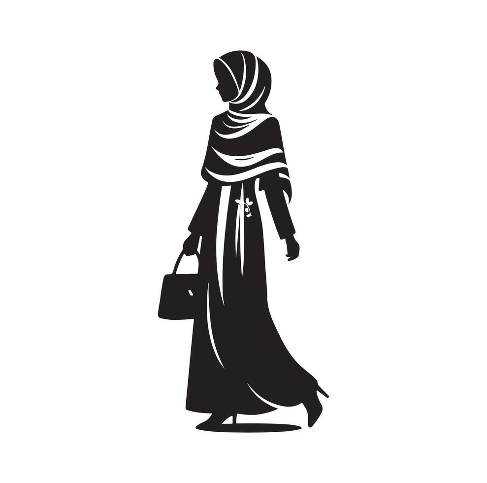 hijab style fashion illustration design silhouette style vector