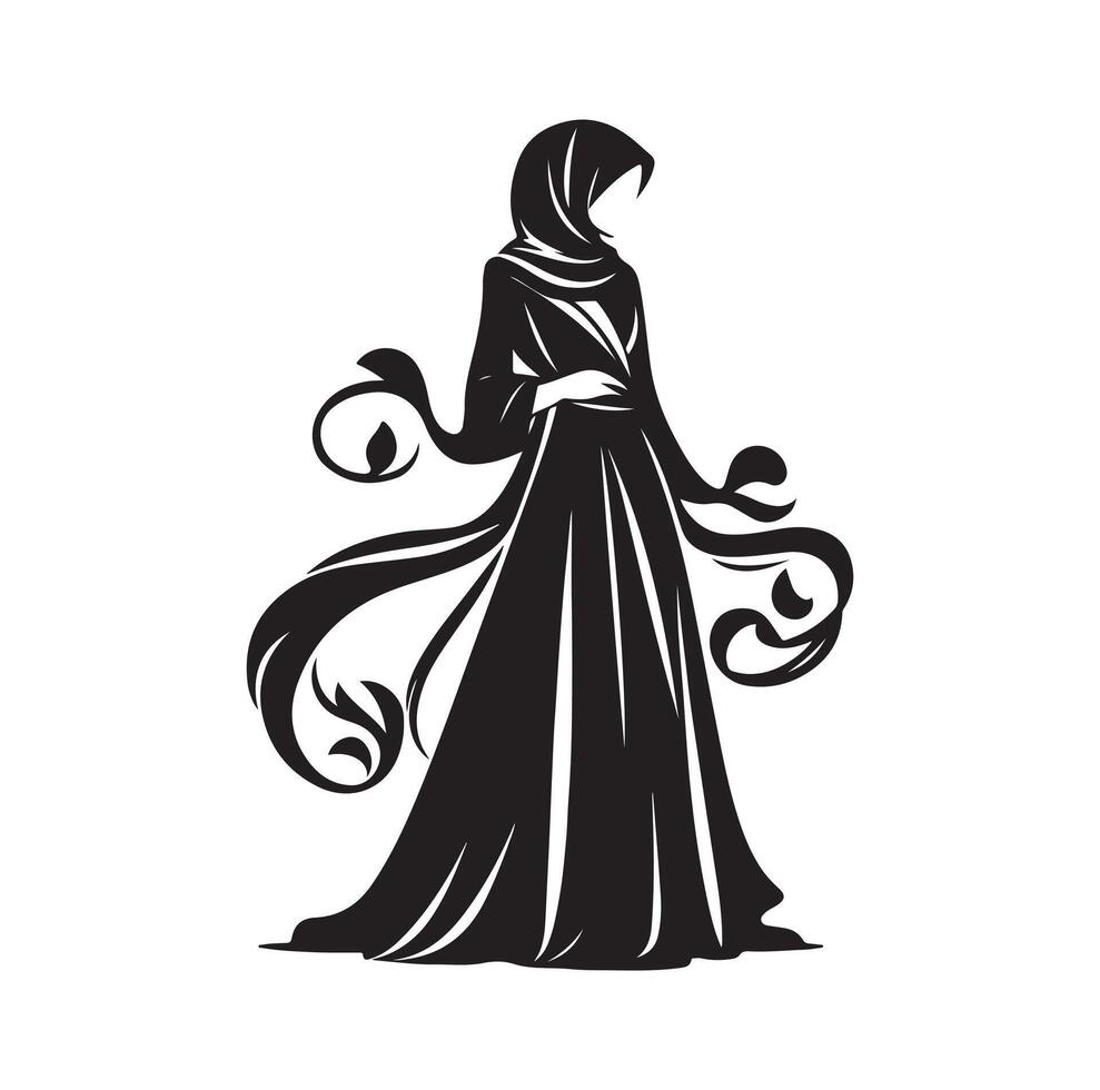 hijab style fashion illustration design silhouette style vector