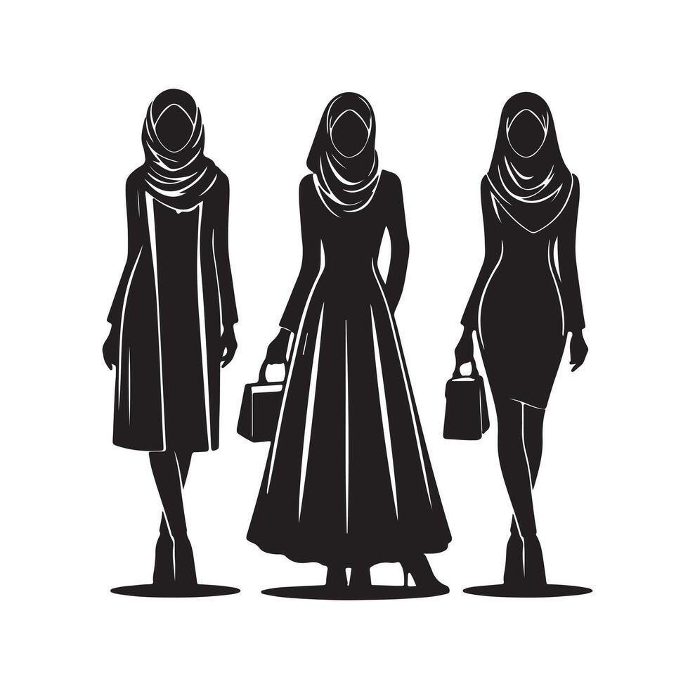 hijab style fashion illustration design silhouette style vector