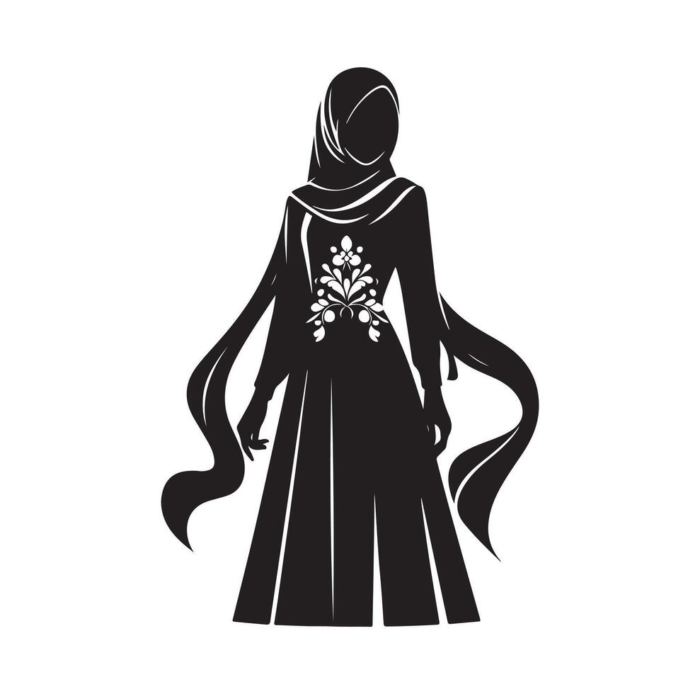 hijab style fashion illustration design silhouette style vector
