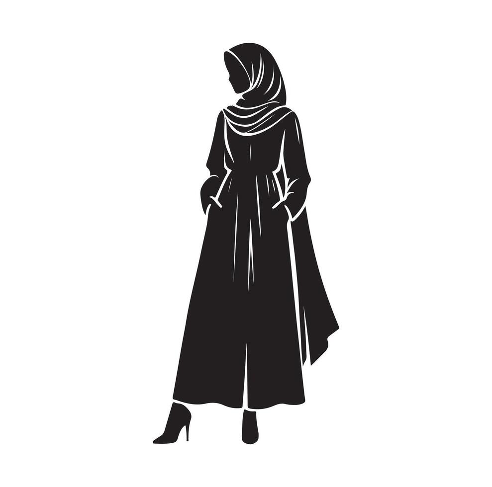 hijab style fashion illustration design silhouette style vector