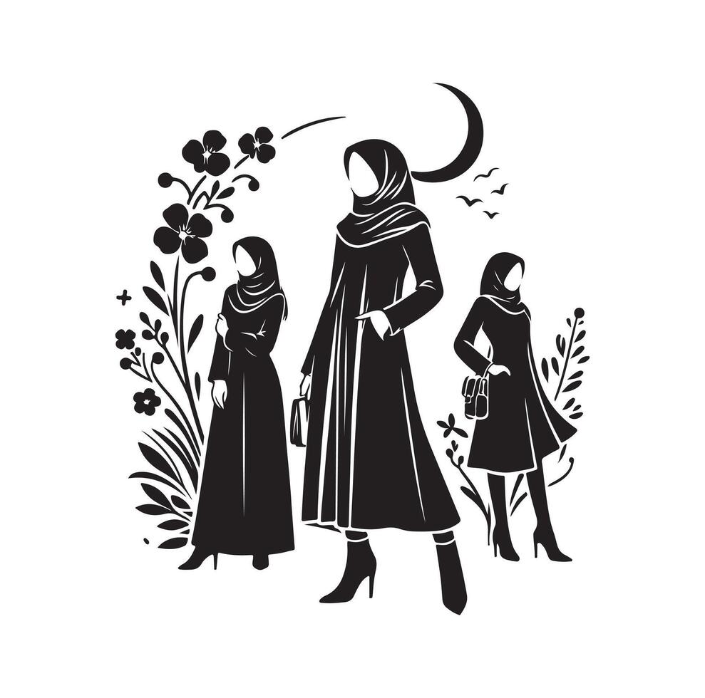hijab style fashion illustration design silhouette style vector