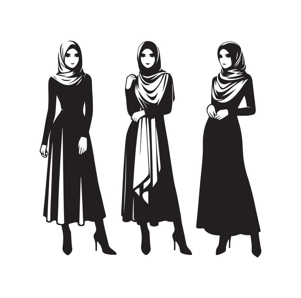 hijab style fashion illustration design silhouette style vector