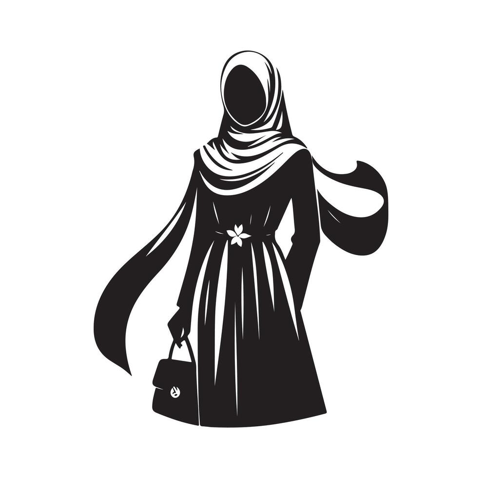 hijab style fashion illustration design silhouette style vector