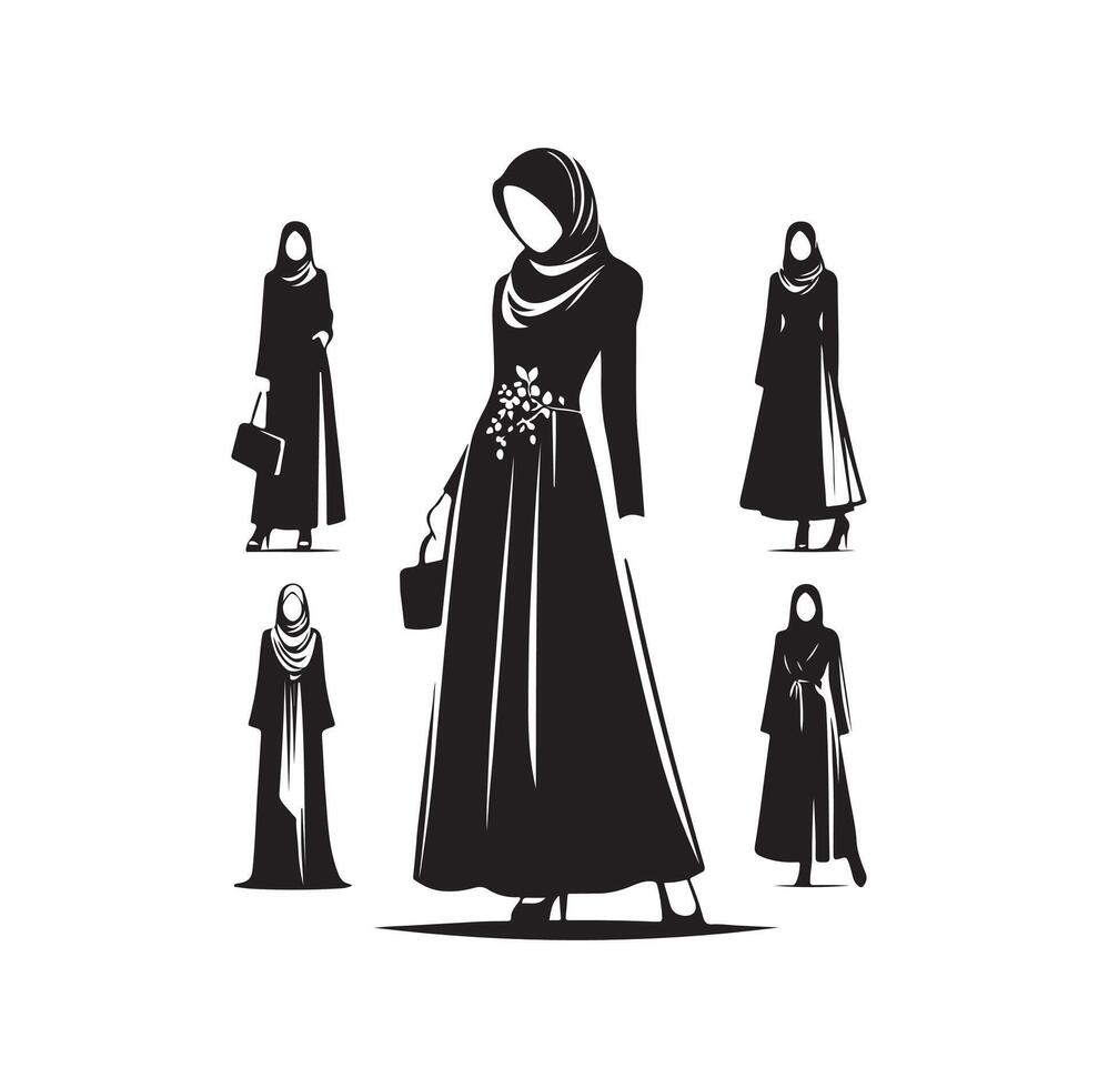 hijab style fashion illustration design silhouette style vector