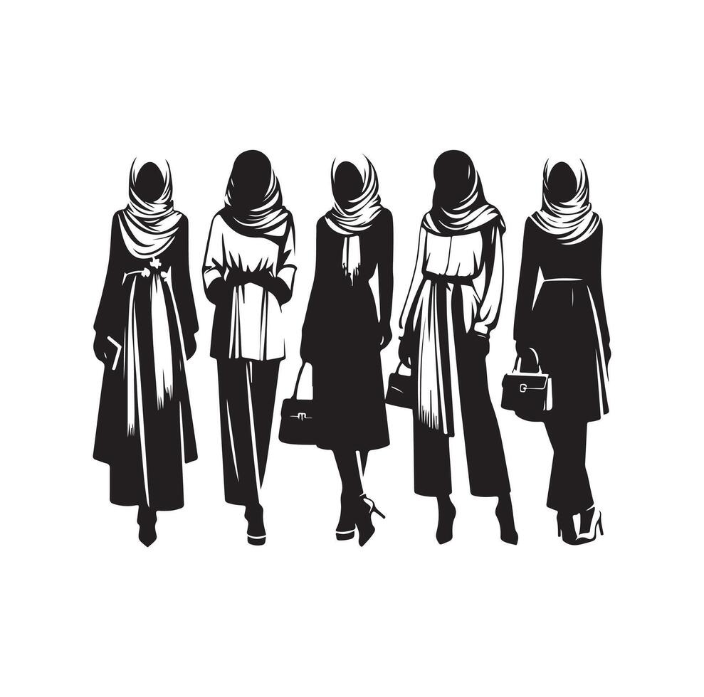 hijab style fashion illustration design silhouette style vector
