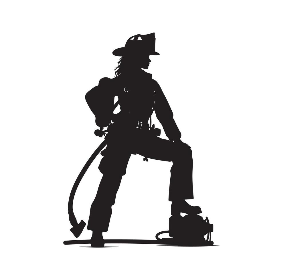 Firefighters group pose silhouette illustration vector