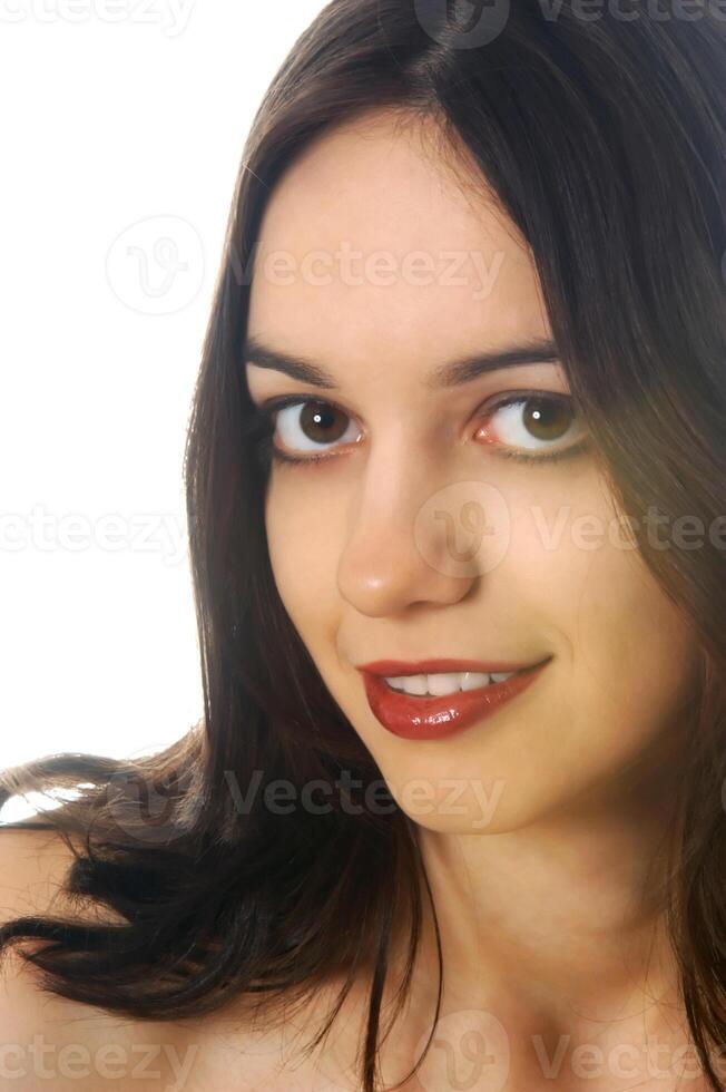 A portrait of a young woman in the studio photo