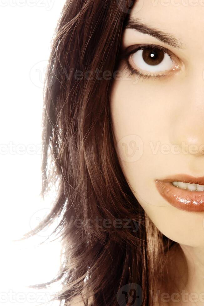 A portrait of a young woman in the studio photo