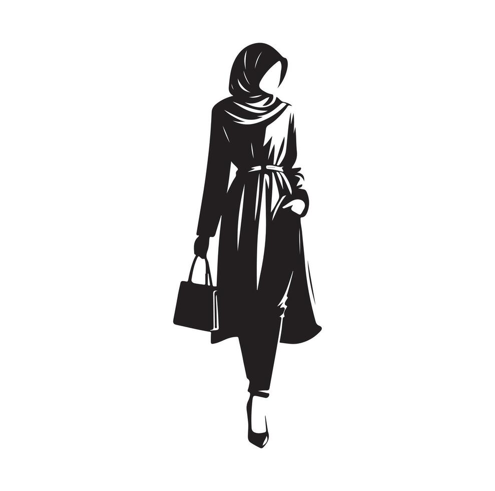 hijab style fashion illustration design silhouette style vector
