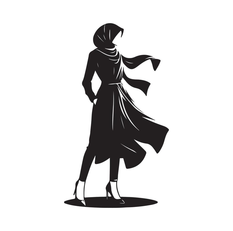 hijab style fashion illustration design silhouette style vector