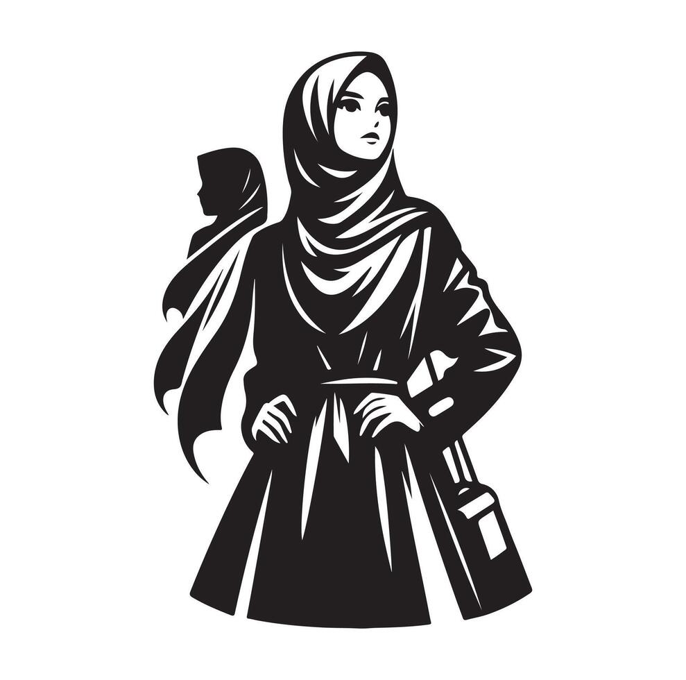 hijab style fashion illustration design silhouette style vector