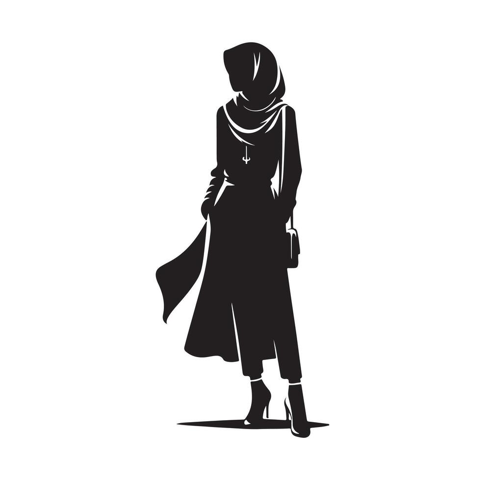 hijab style fashion illustration design silhouette style vector