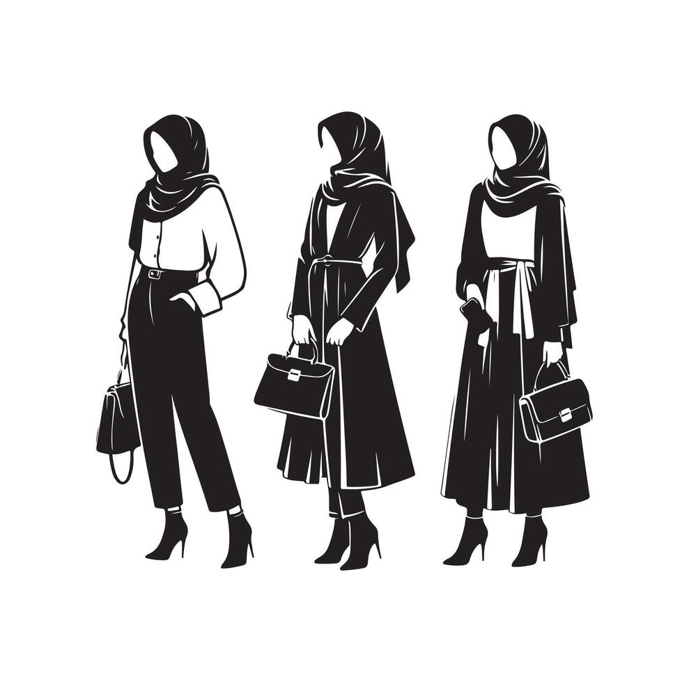 hijab style fashion illustration design silhouette style vector