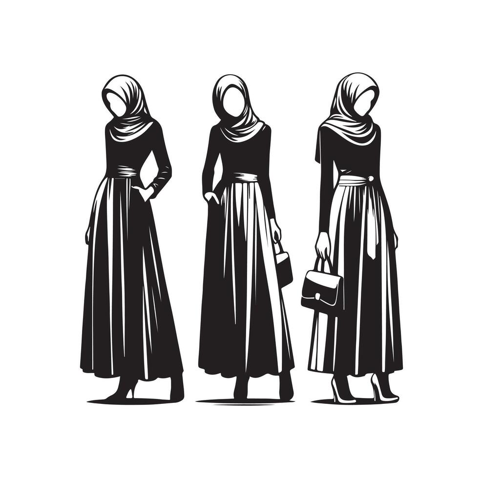 hijab style fashion illustration design silhouette style vector