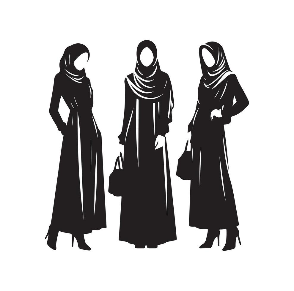 hijab style fashion illustration design silhouette style vector