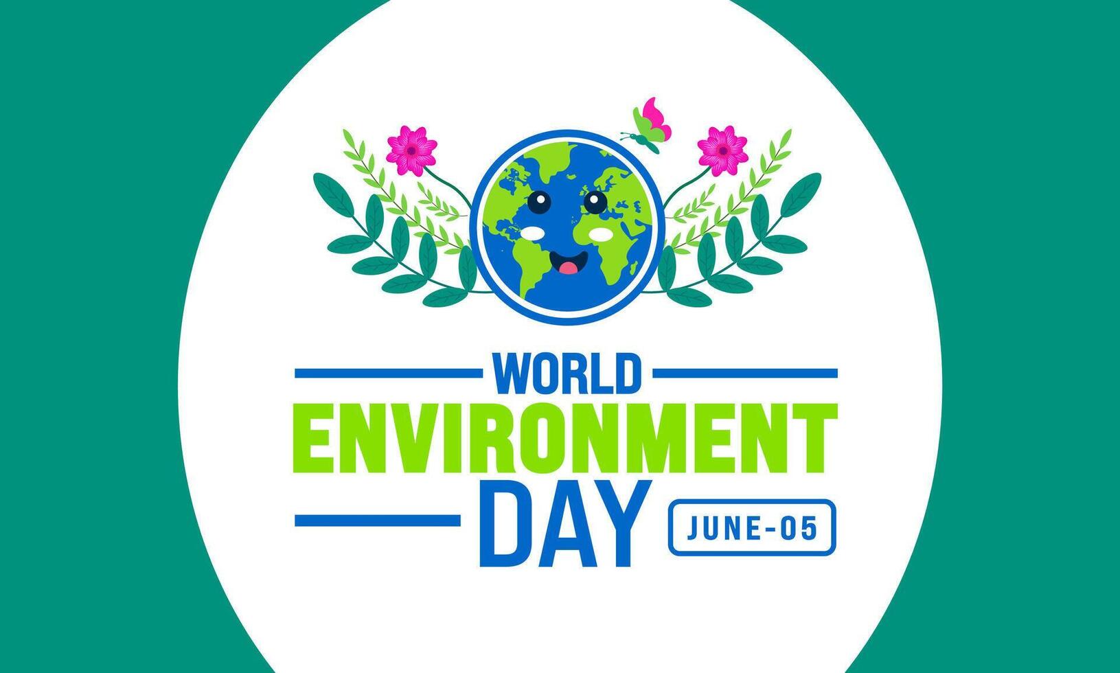 5 June is World environment day background template. Holiday concept. use to background, banner, placard, card, and poster design template with text inscription and standard color. vector