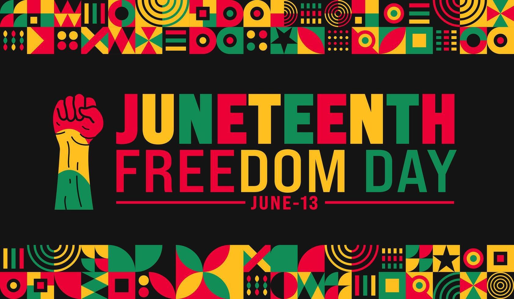 13 June is Juneteenth Freedom Day background template. Holiday concept. use to background, banner, placard, card, and poster design template. vector