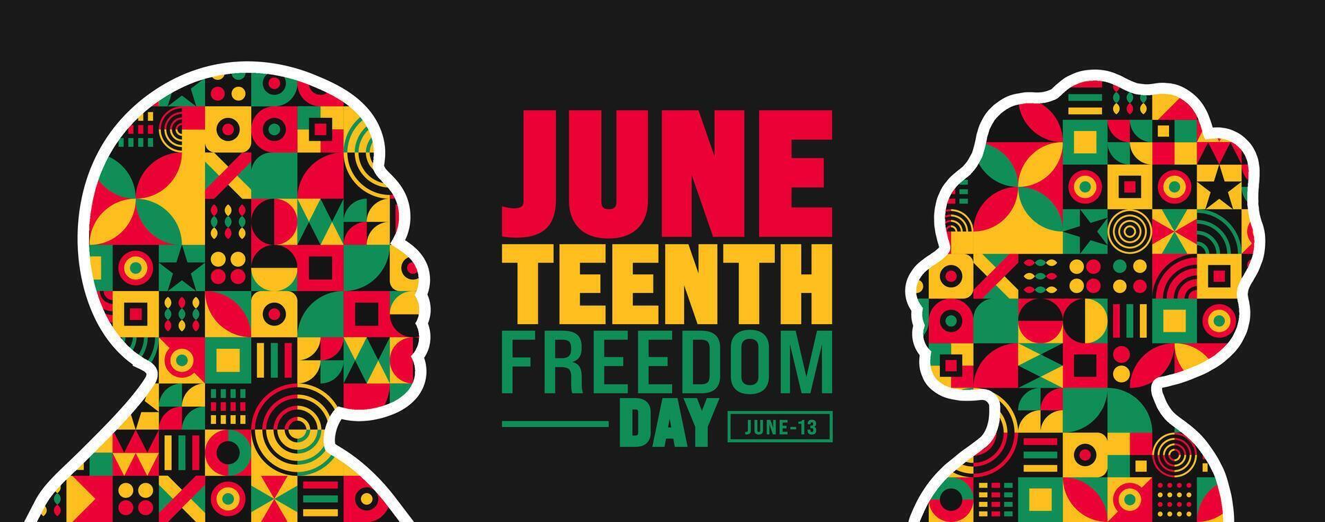 13 June is Juneteenth Freedom Day background template. Holiday concept. use to background, banner, placard, card, and poster design template. vector